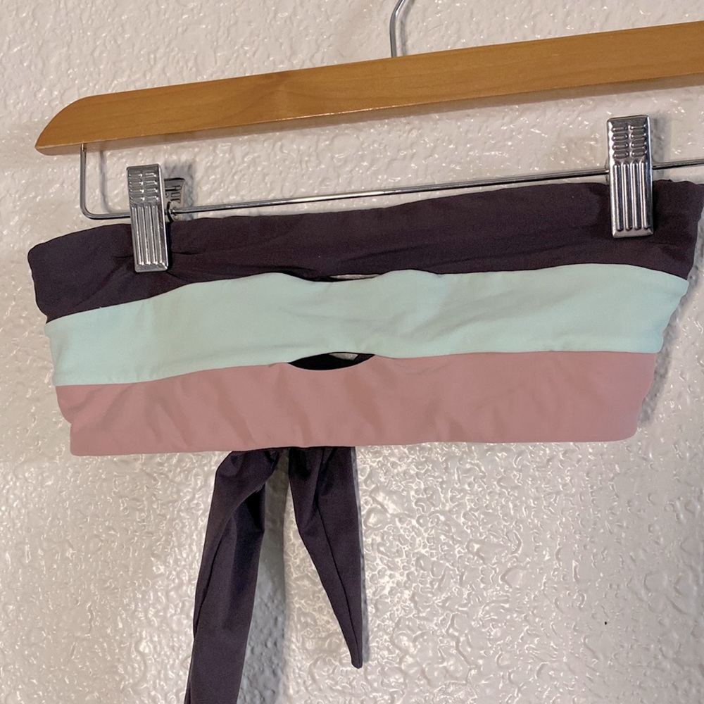 Striped Strapless bikini top with cutout and cute colors